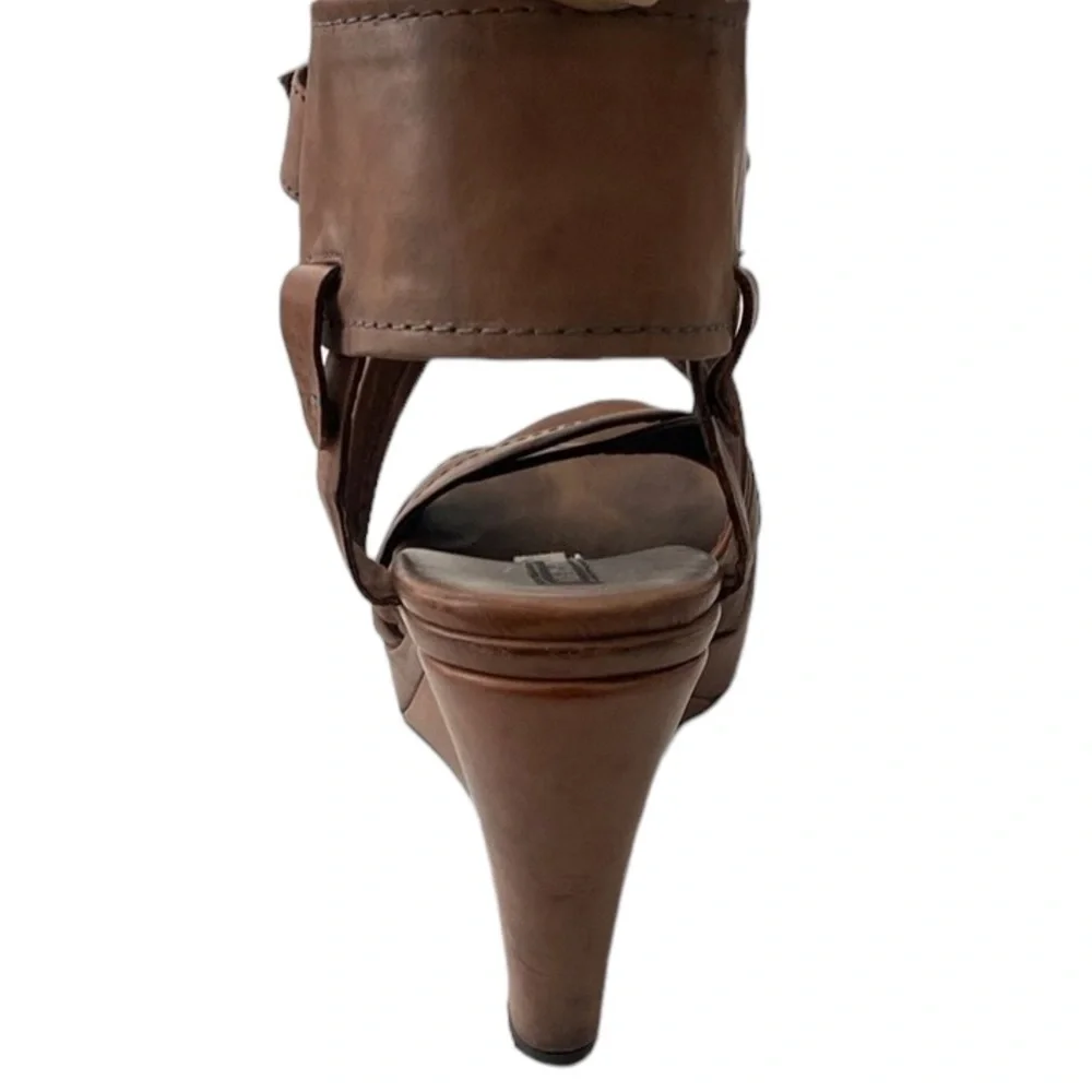 Alberto Fermani AF Brown Leather Distressed Wedges